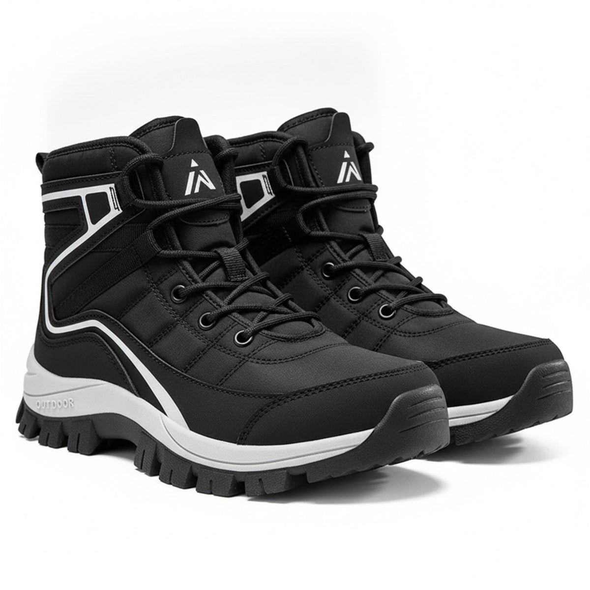 Henner Domea – Bequeme Outdoor-Schnürstiefel, warm gefüttert Wanderschuhe Damen in Schwarz – Paaransicht