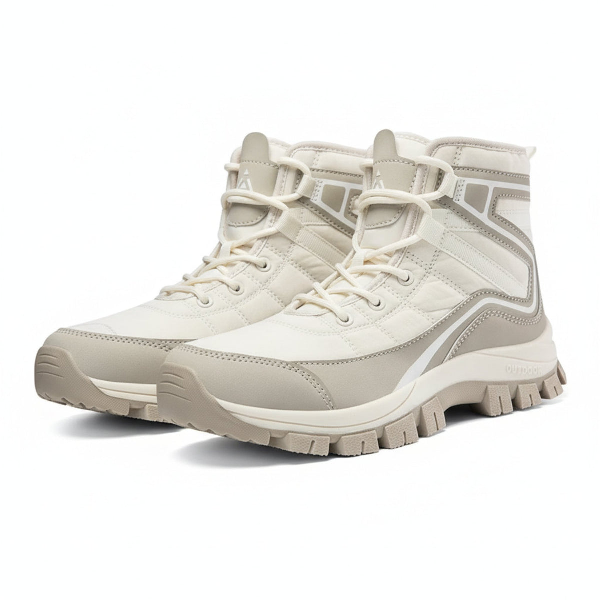 Henner Domea – Bequeme Outdoor-Schnürstiefel, warm gefüttert Wanderschuhe Damen in Beige – Paaransicht