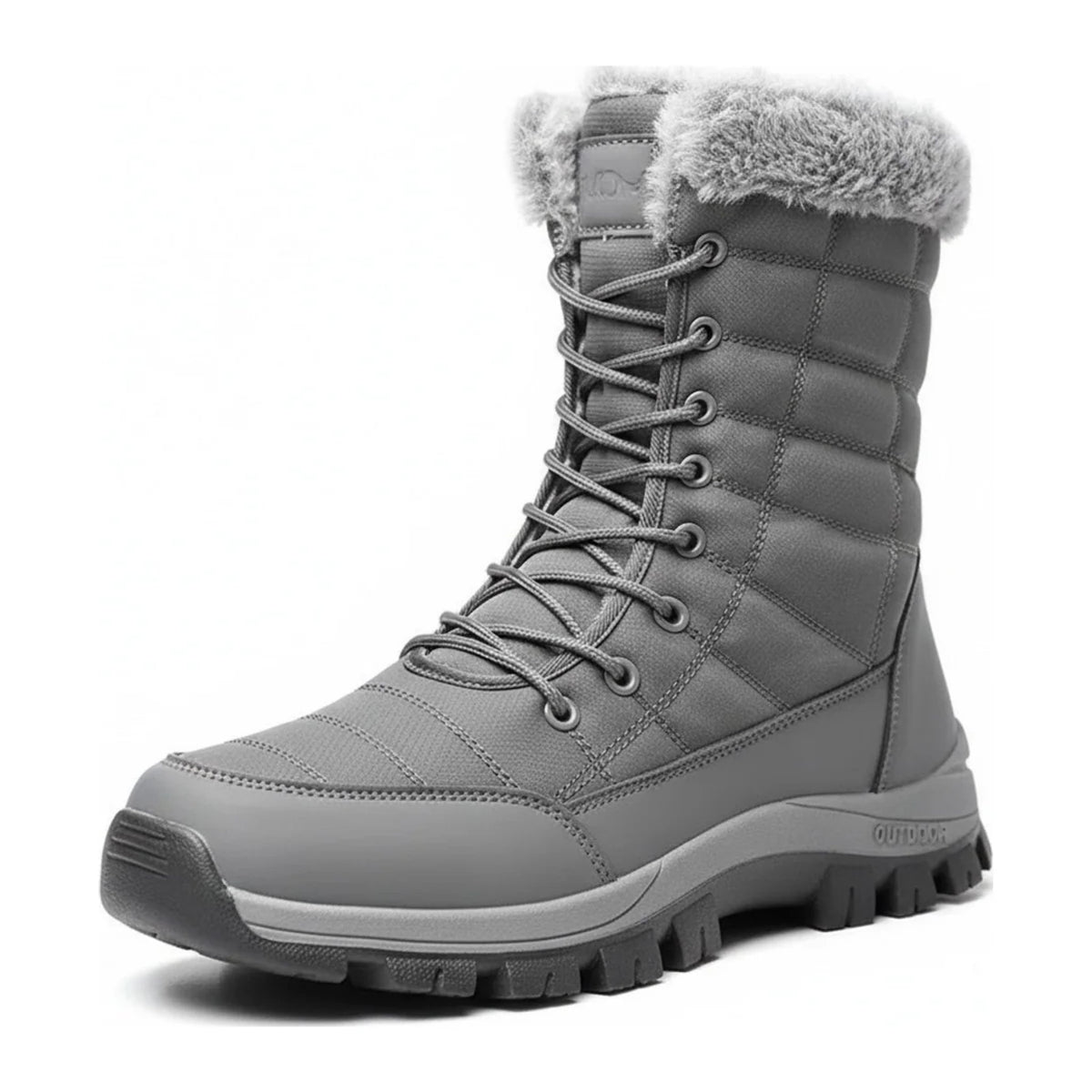 Henner Peak – Barfußschuhe für Winter und Outdoor Wanderschuhe Unisex in Grau – Dreiviertelansicht