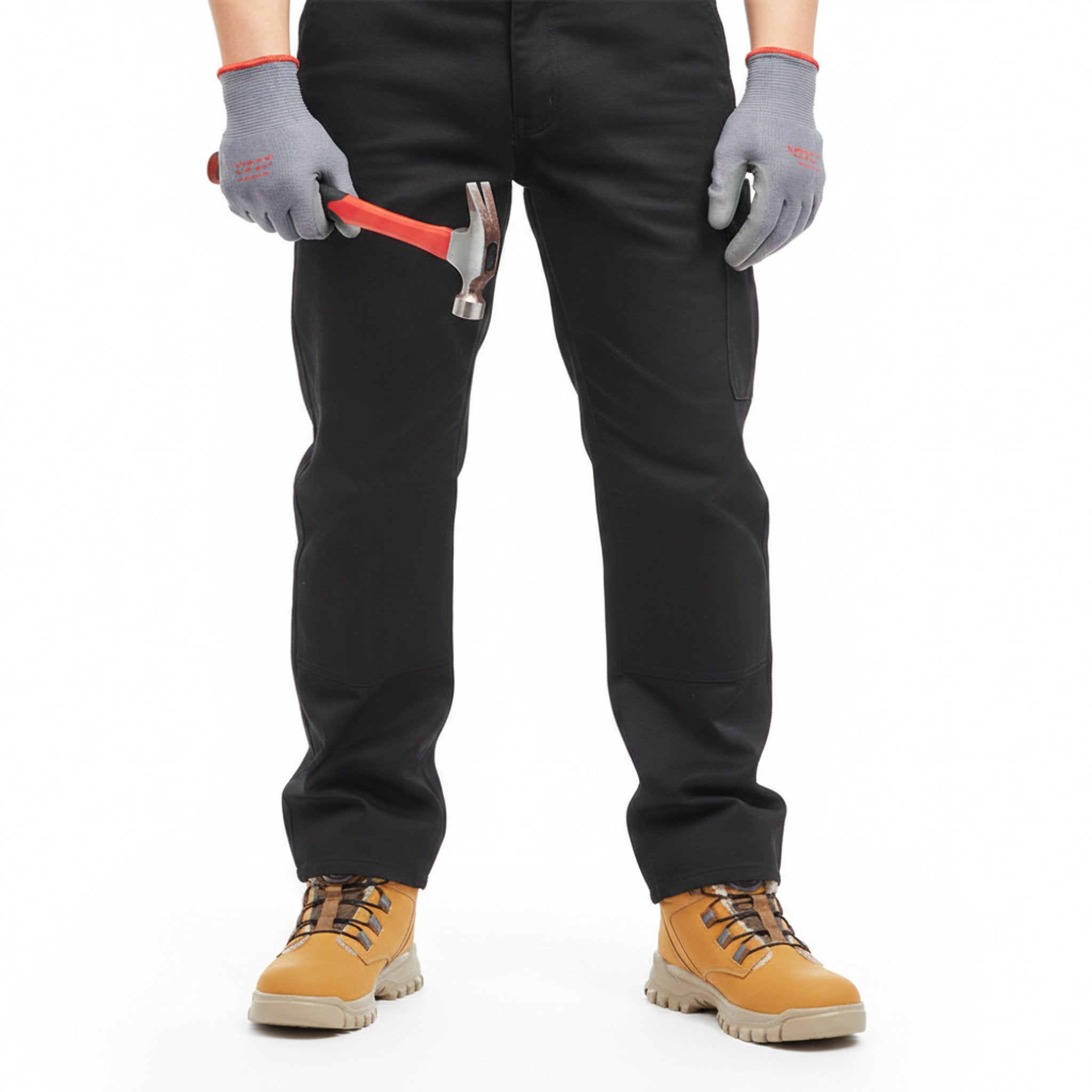 Henner Knob Winter Sicherheitsschuhe S3 Herren in Braun – Arbeitssituation mit Hammer
