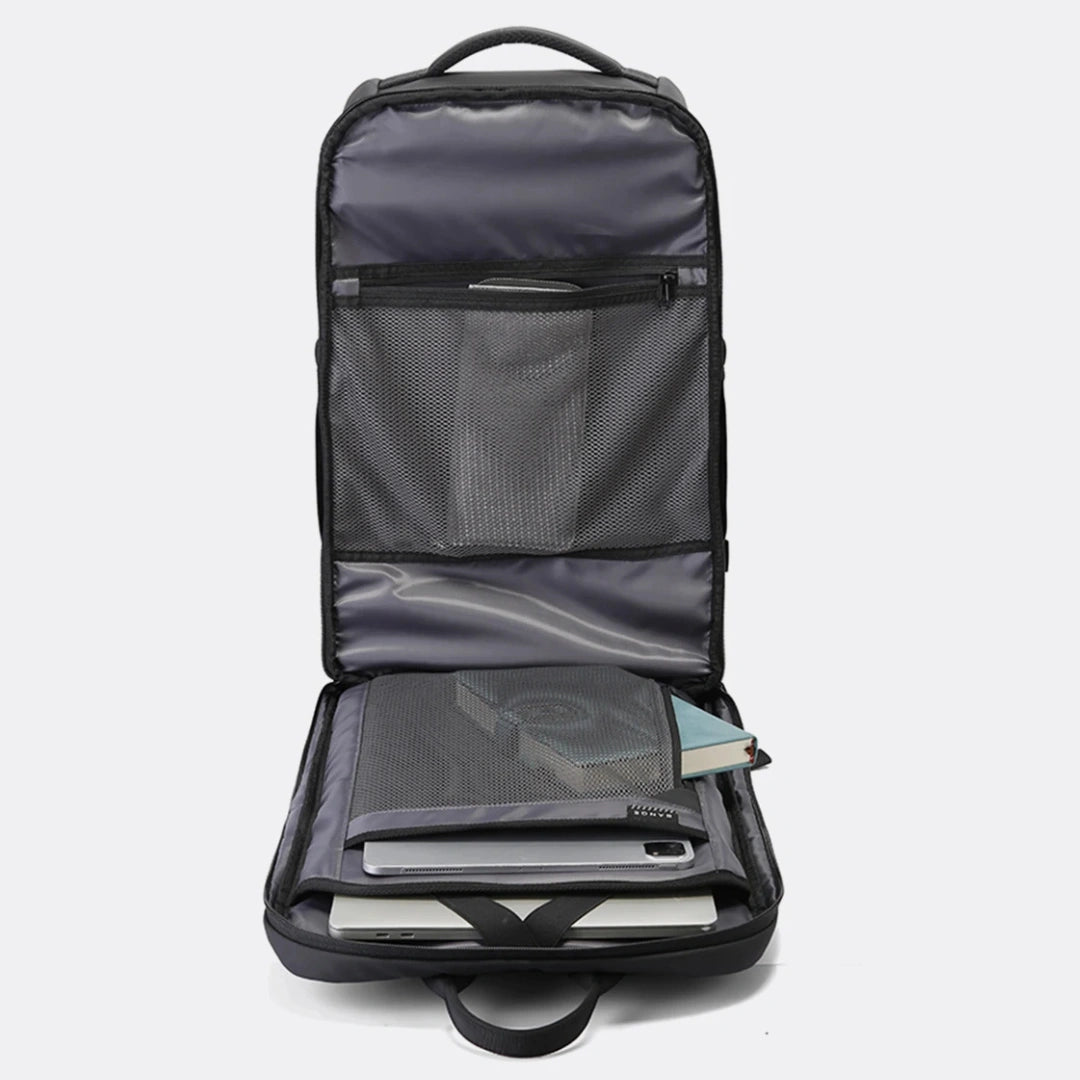 Bange Airline Rucksack 180° vollständig aufgeklappt – kofferartige Packfläche