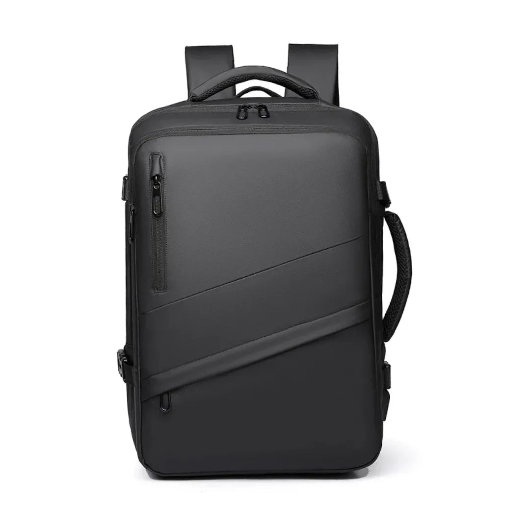 UrbanDay Rucksack Schwarz – Frontansicht, minimalistisches Design