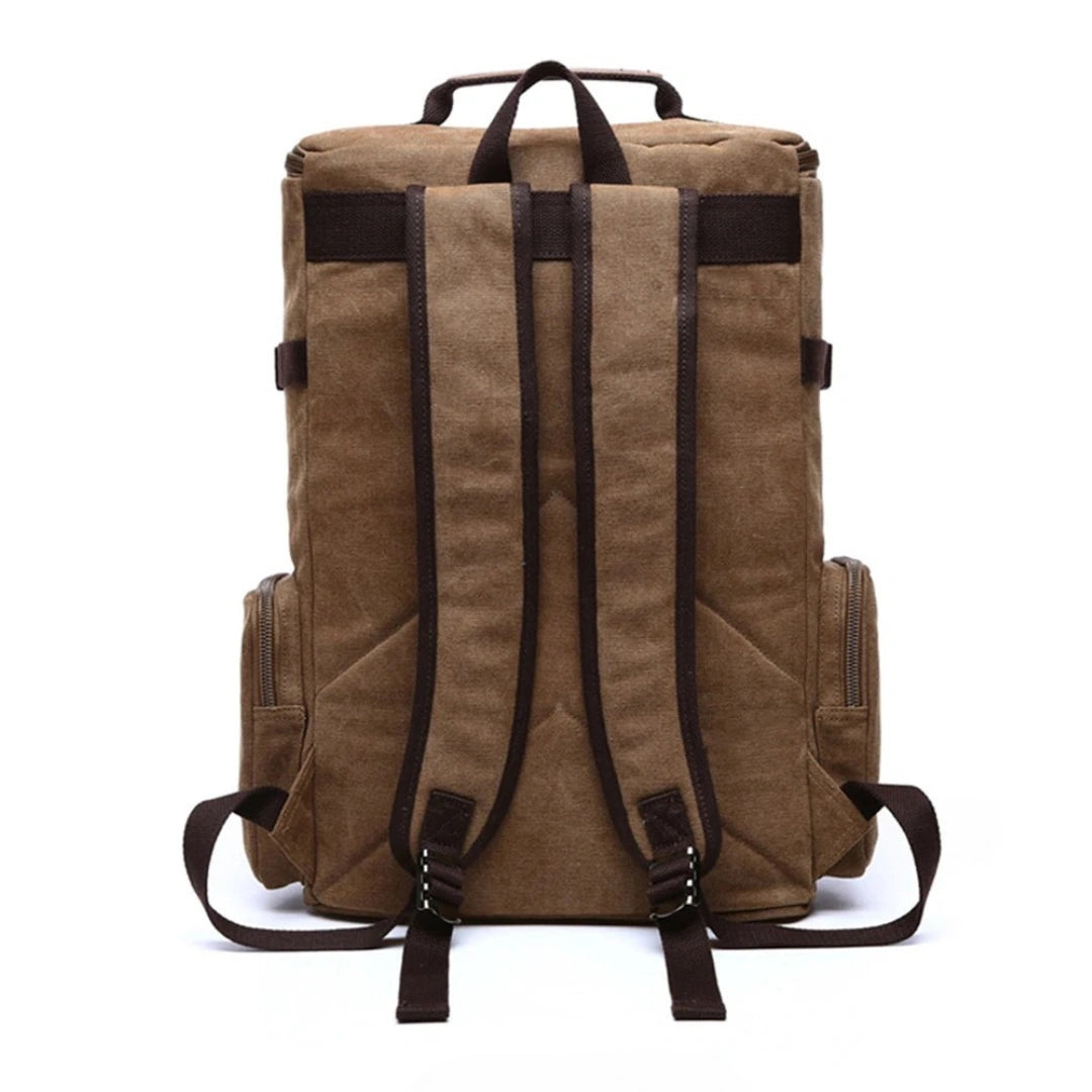 Rückenansicht Vulcan Vintage Rucksack Braun – gepolsterte Schultergurte