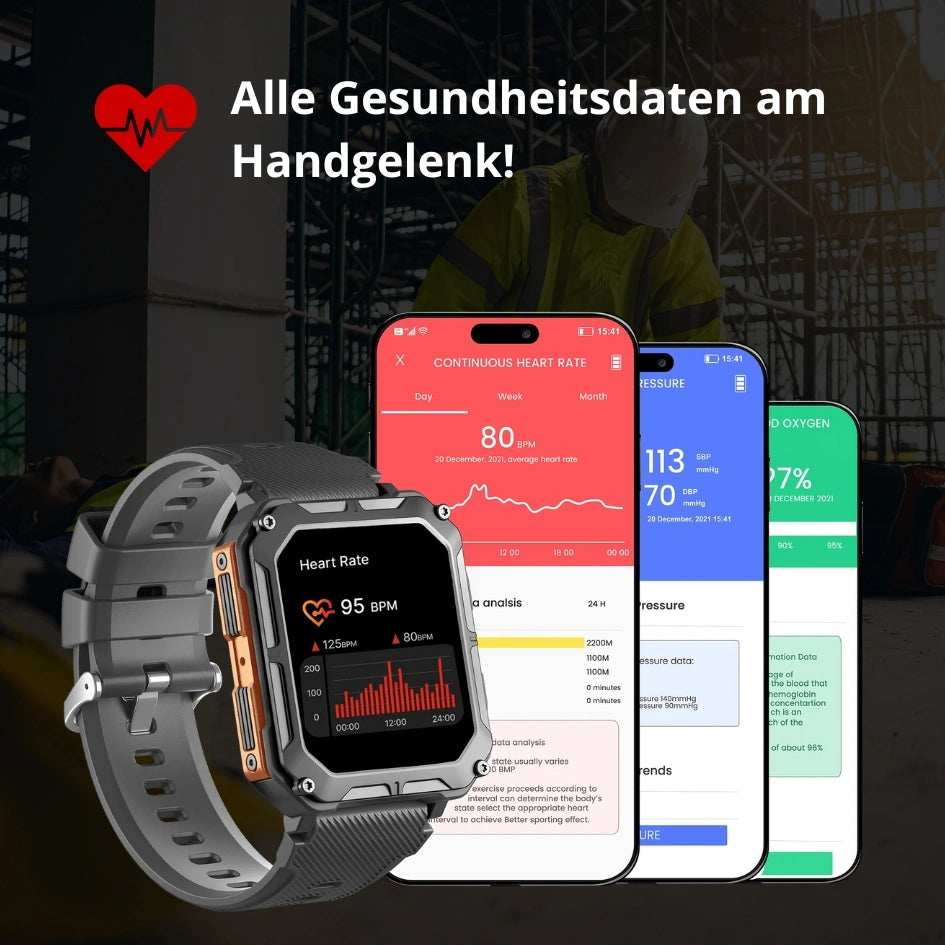 Invictus™ Smartwatch – Unzerstörbar, Wasserdicht, Ideal für Arbeit & Outdoor