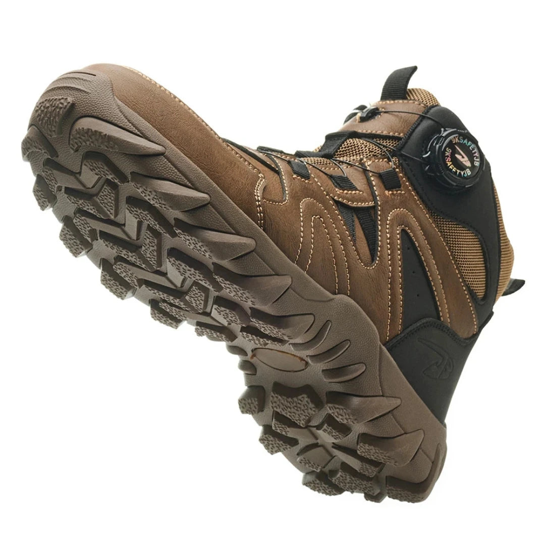 Paar Desert Pro S3 Stiefel Braun, Seitenansicht mit herausgestellter Sohle