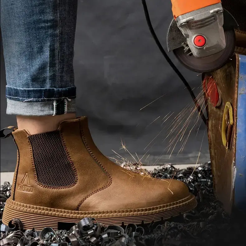 S3 Sicherheitsschuhe wasserfest mit rutschfeste gummisohle, Henner Knöchelstiefel mit Stahlkappe