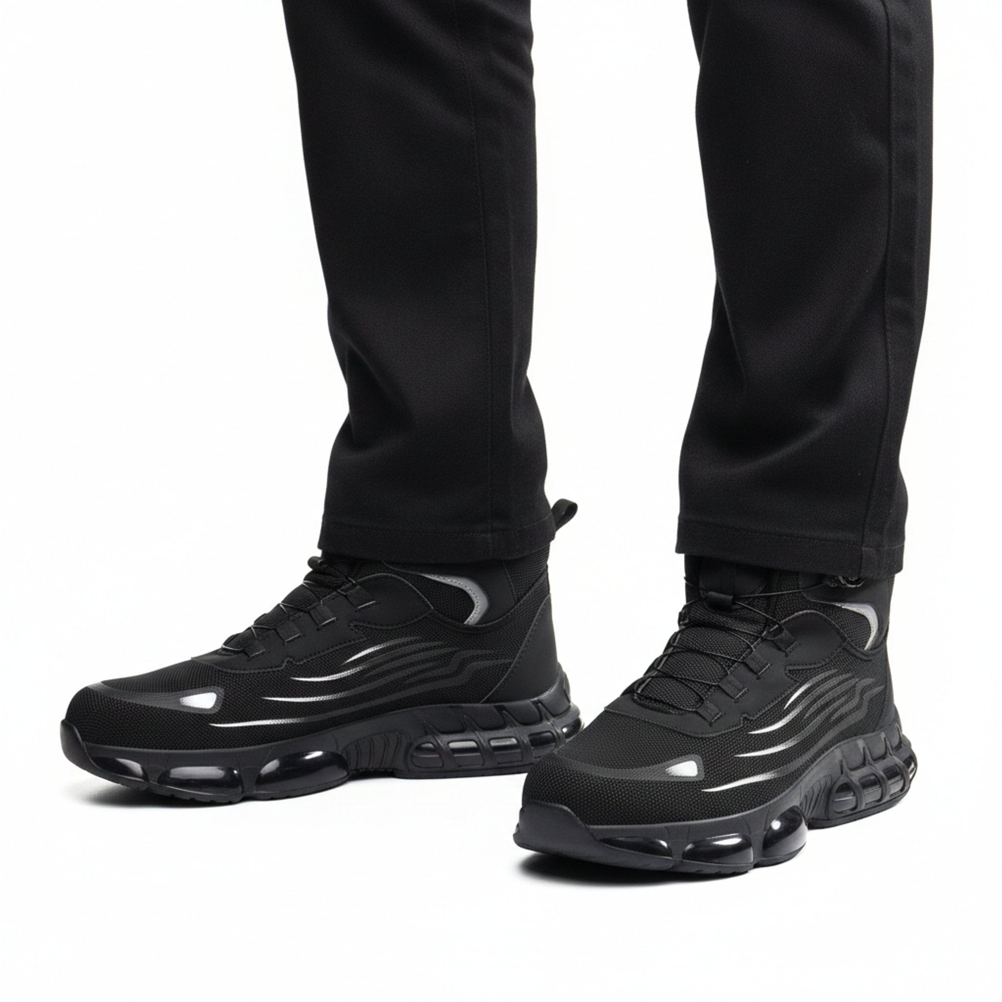 Henner Z91 Winter Sicherheitsschuhe S1P Unisex in Schwarz – Frontalansicht im Studio