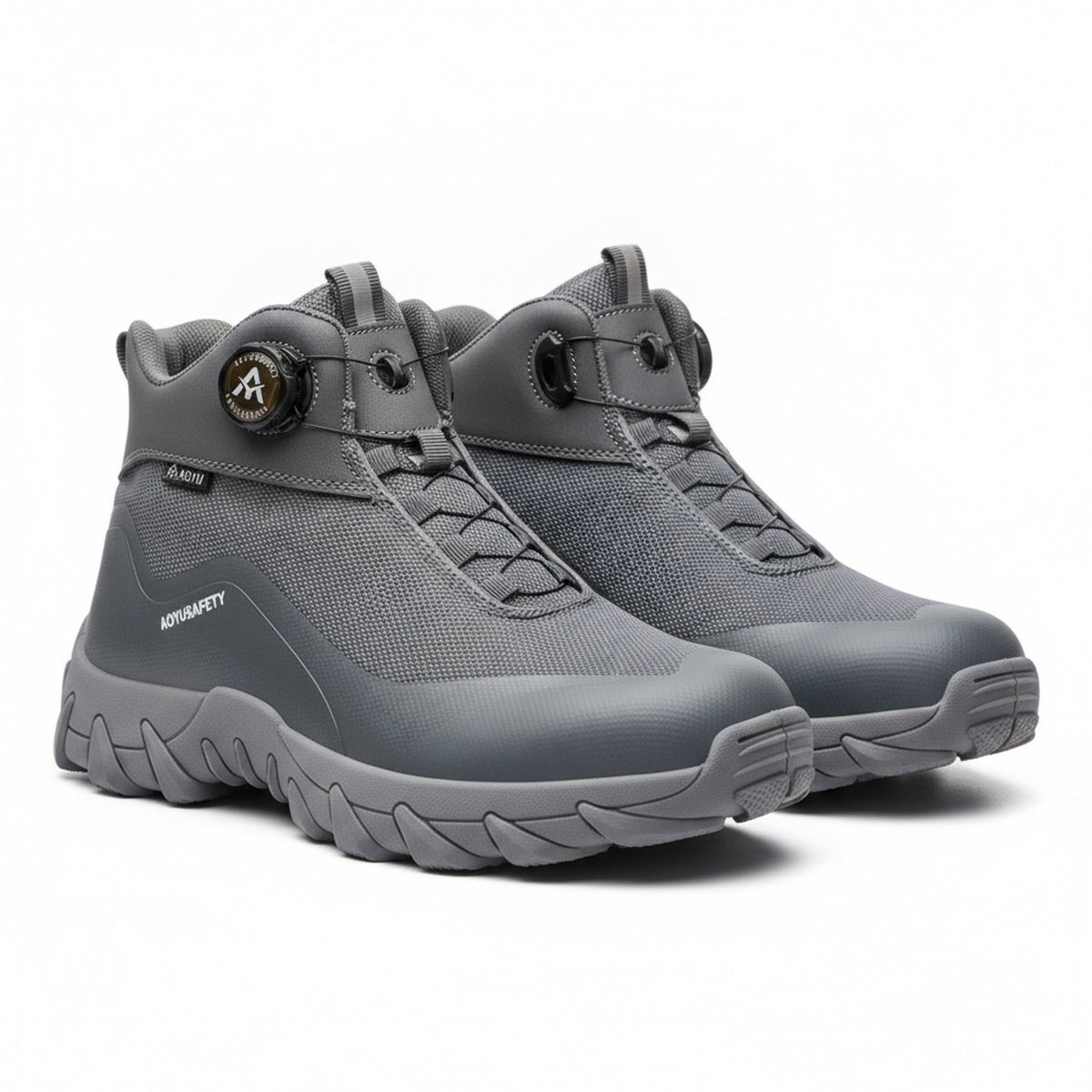 Henner Arot Sicherheitsstiefel mit Stahlkappe | Vierjahreszeiten & Warmfutter | Rutschfest Sicherheitsschuhe S3 Unisex in Grau – Paaransicht