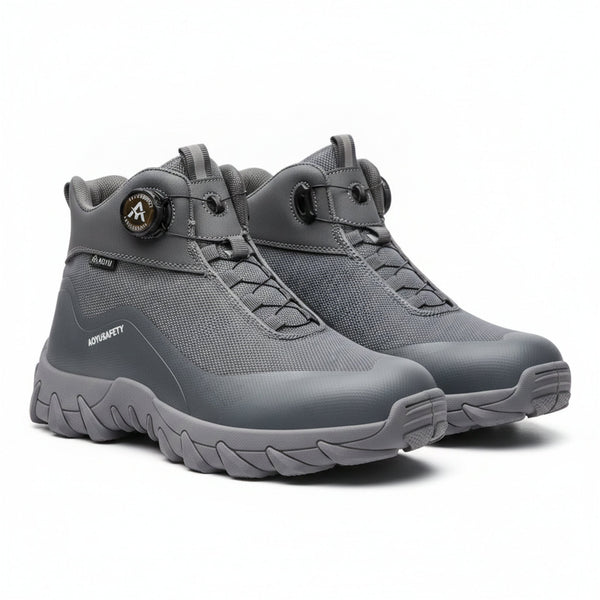 Henner Arot Sicherheitsstiefel mit Stahlkappe | Vierjahreszeiten & Warmfutter | Rutschfest Sicherheitsschuhe S3 Unisex in Grau – Paaransicht