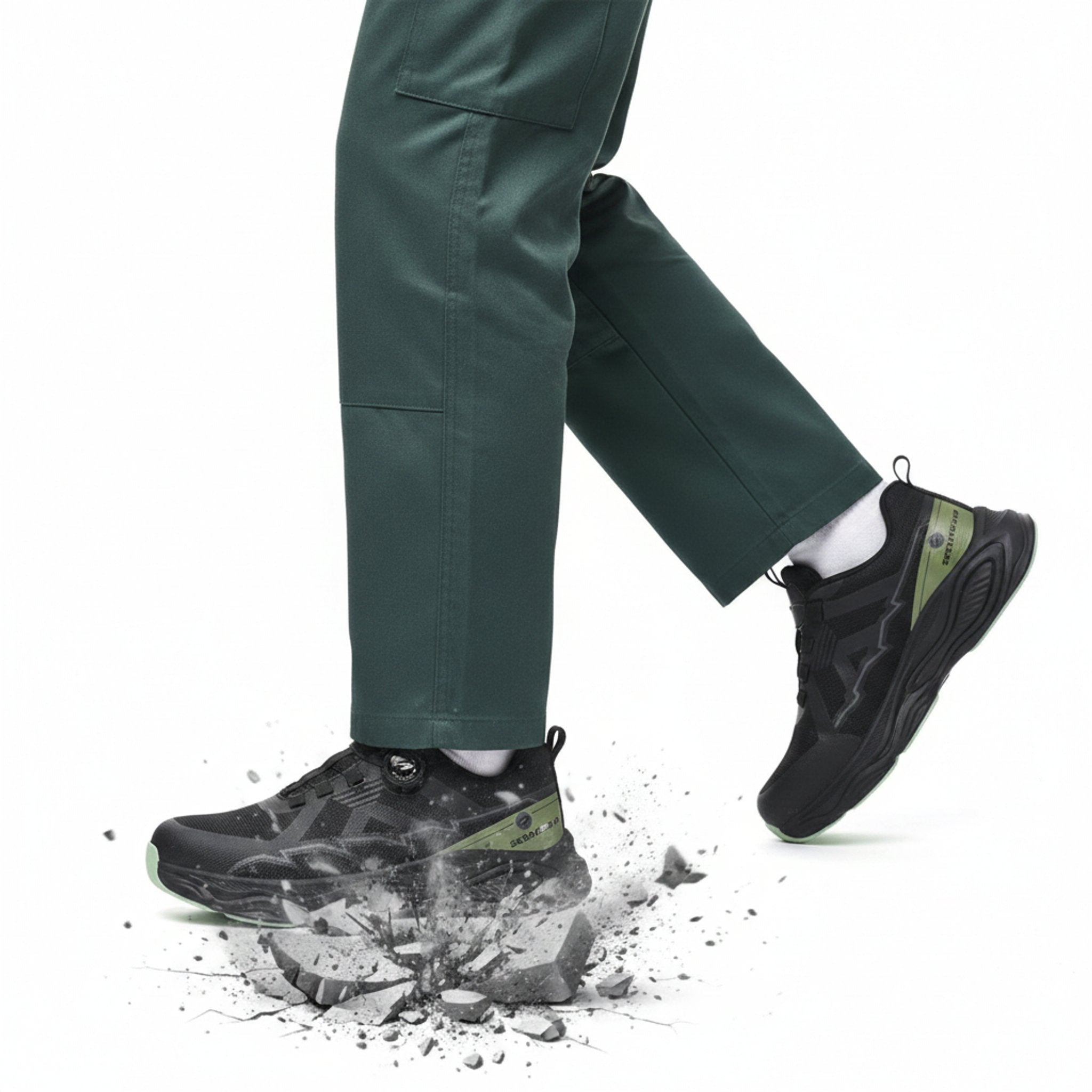 Henner ForcePro Sicherheitsschuhe S3 Unisex in Schwarz Grün – zerbrechender Stein