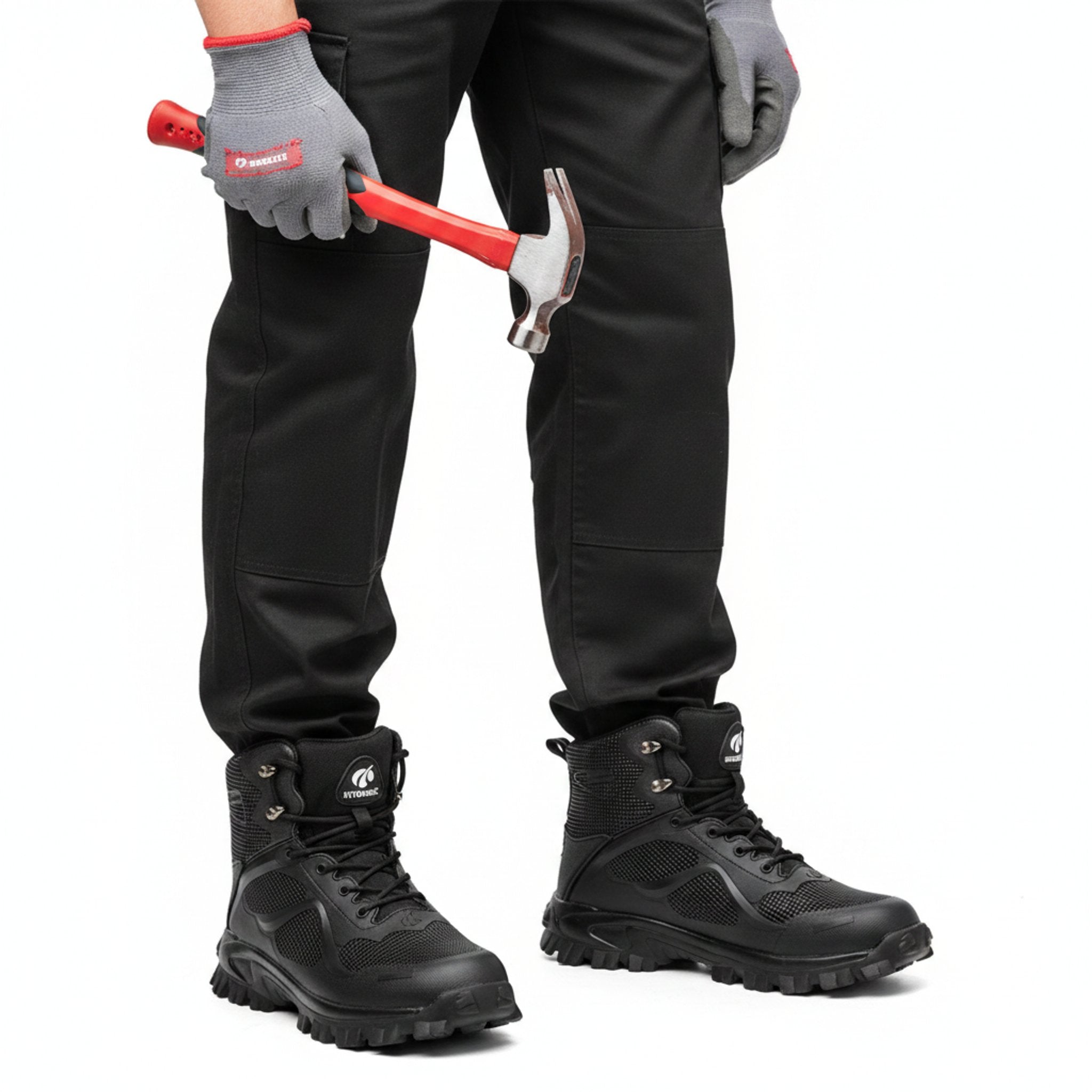 Henner Ammut Sicherheitsschuhe S3 Herren in Schwarz – Arbeitssituation mit Hammer