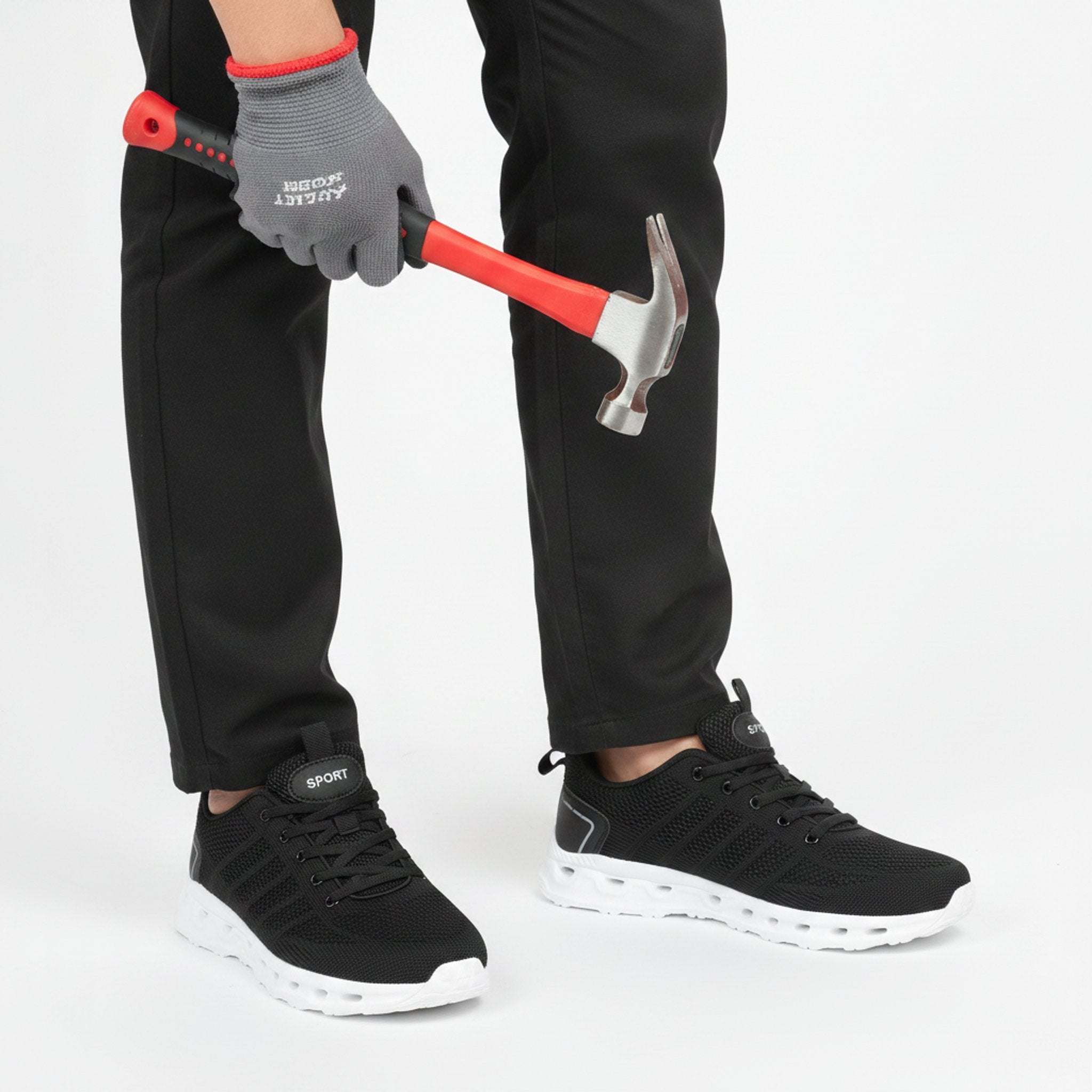 Henner OrthoTrek Berufsschuhe Unisex in Weiss – Arbeitssituation mit Hammer