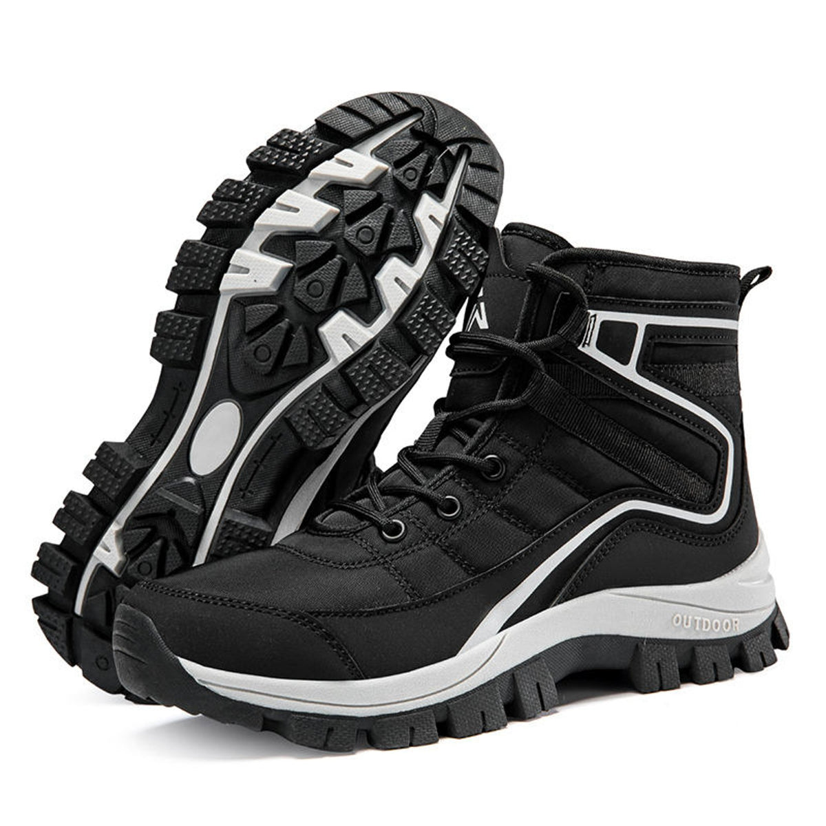 Henner Domea – Bequeme Outdoor-Schnürstiefel, warm gefüttert Wanderschuhe Damen in Schwarz – Produktansicht