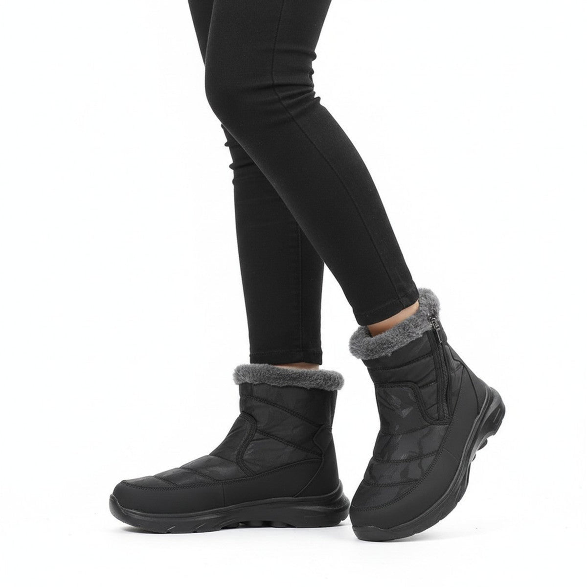 Henner Mut – Winterstiefel mit Seitlicher Reissverschluss Wanderschuhe Unisex in Schwarz – Produktansicht